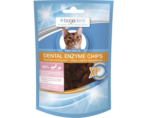Doplněk stravy pro kočky Bogadent Dental Enzyme Chips rybí lupínky 100 g-0