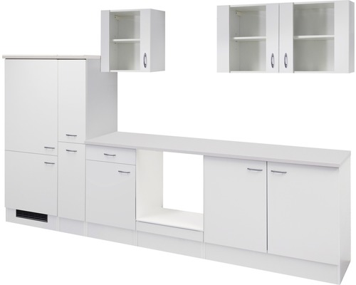 Kuchyňský blok Flex Well Wito 300 cm barva čela matně bílá barva korpusu bílá Kuchyňská linka se závěsnými a spodními skříňkami pro vybavení kuchyně