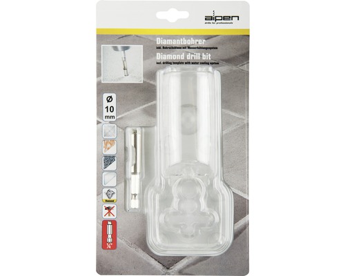 Aipen diamantový vrták o průměru 10 mm v blistrovém balení