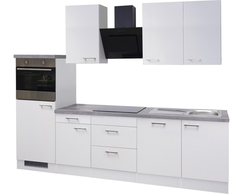 Kompletní kuchyňská linka s dřezem, sporákem, troubou, digestoří a skříňkami