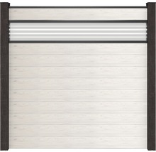 Dílec zahradního plotu z plastu a dřeva s ozdobným prvkem