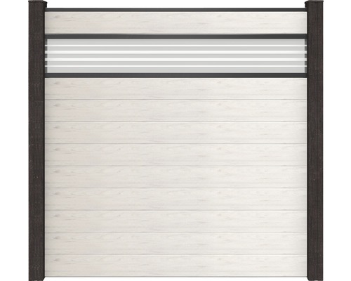 Plotové pole GroJa Flex zás. systém Dílec zahradního plotu z plastu a dřeva s ozdobným prvkem