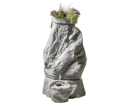 Nádrž na dešťovou vodu ve vzhledu kamene s osázením