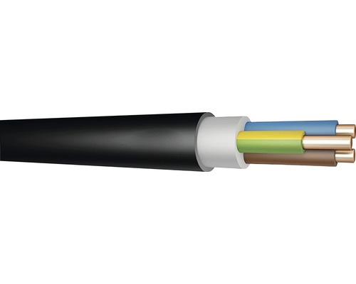 Instalační kabel CYKY-J 3x4mm² 750V B250 černý, metrážové zboží