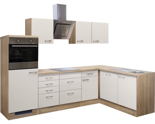 Kompletní kuchyně s dřezem, sporákem, troubou, digestoří a skříňkami