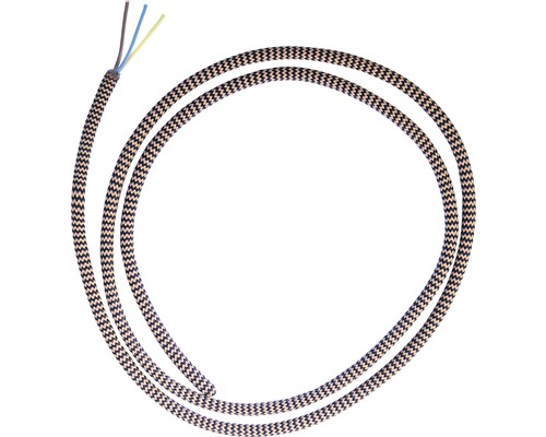 Textilní kabel H03VV-F 3x0,75 světle hnědá/zebra, metrážové zboží