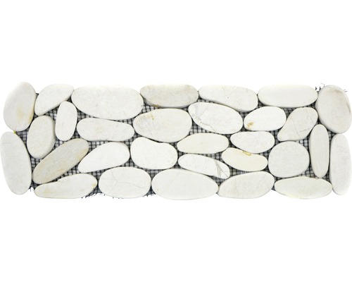 Obruba z říčních oblázků BO IN10KS 10x30 cm béžová Mozaiková rohož z bílých oblázků