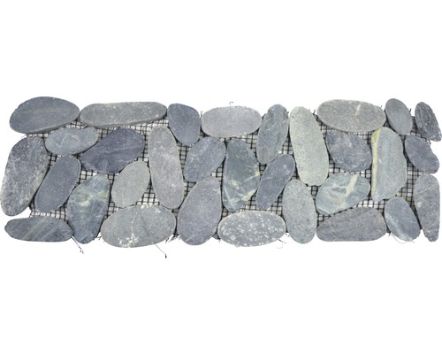 Obruba z říčních oblázků BO IN24KS 10x30 cm černá Mozaiková dlaždice z přírodního kamene s oblázkovým vzorem