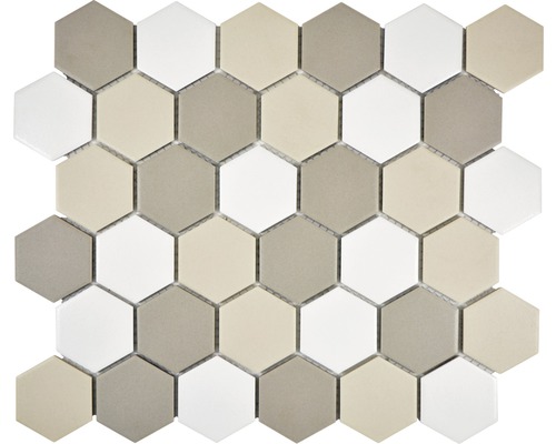 Keramická mozaika CU HX140 32,5x28,1 cm bílá/béžová Mozaikové dlaždice šestiúhelníkového tvaru pro design stěn a podlah
