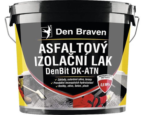 Asfaltový lak DEN BRAVEN DenBit DK-ATN izolační 9 kg Asfaltový izolační lak v kbelíku od společnosti Den Braven