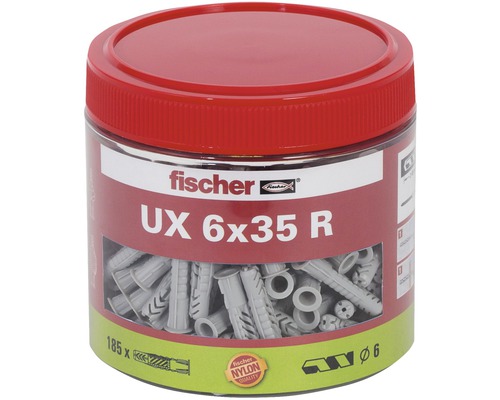 Hmoždinky Fischer UX 6X 35R, 185 ks dóza