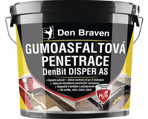 Penetrace gumoasfaltová DEN BRAVEN DenBit Disper AS 5 kg Gumoasfaltová penetrace od společnosti Den Braven v kbelíku