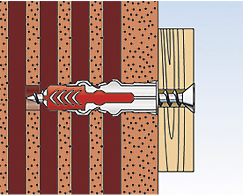 Ilustrace upevnění hmoždinky ve zdi