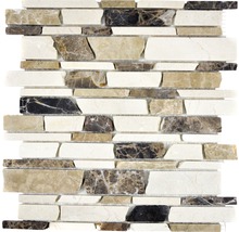 Mozaika z přírodního kamene MOS Brick 295 27,5x30 cm béžová/hnědá-thumb-0