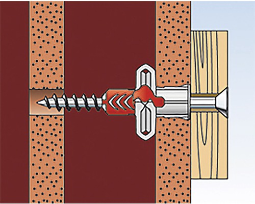 Ilustrace upevnění hmoždinky do dutých prostor ve zdi