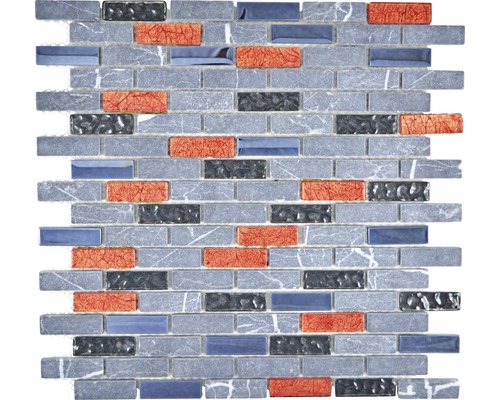 Keramická mozaika XCM IL027 29,8x30,4 cm šedá/černá/červená Mozaiková dlaždice s kamenným vzhledem pro stěny a podlahy