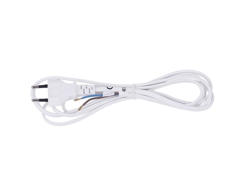 Napájecí kabel Emos FLEXO 2x0,75-H03VVH2-F 5m s volným koncem Bílý napájecí kabel se zástrčkou a otevřenými konci