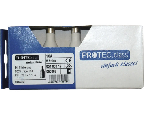 Pojistka DII 10 ampér PROTEC.class, 5 kusů