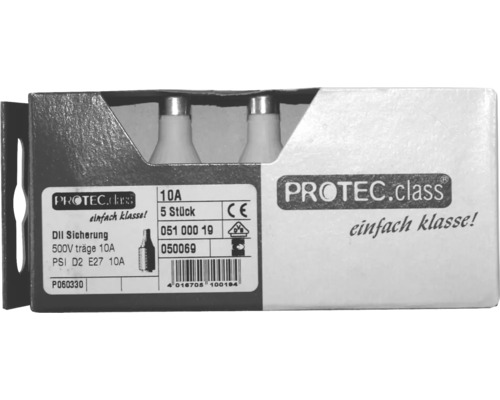 Balení pěti pojistek DII 500 V, 10 ampér