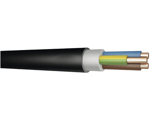 Instalační kabel CYKY-J 3x2,5, metrážové zboží Elektrický kabel s černým pláštěm