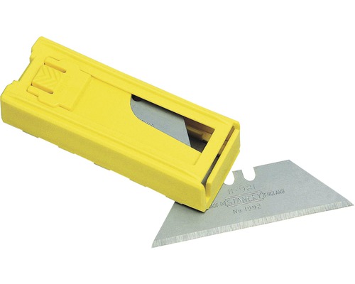 Žlutý zásobník na nože s trapézovými čepelemi