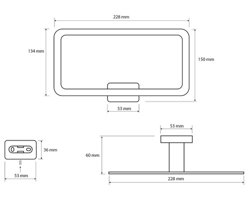Technický výkres držáku na ručníky s rozměry