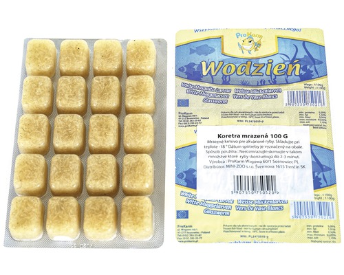 Mražené krmivo Blistr Koretra 100 g Balení mražených bílých larev komárů jako krmivo pro ryby