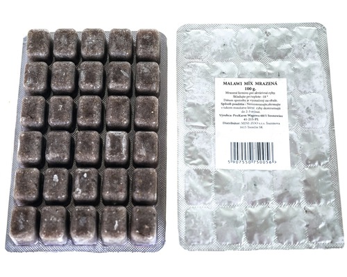 Mražené krmivo Blistr Malawi mix 100 g Balené mražené krmivo pro ryby ve tvaru kostek