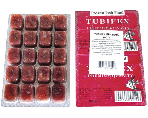 Mražené krmivo Blister Tubifex 100 g Mražené rybí krmivo Tubifex v balení