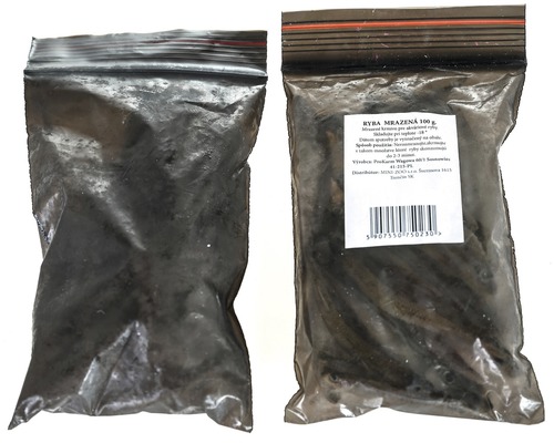 Mražené krmivo Blister Rybičky 100 g Mražené ryby ve 100gramovém balení.