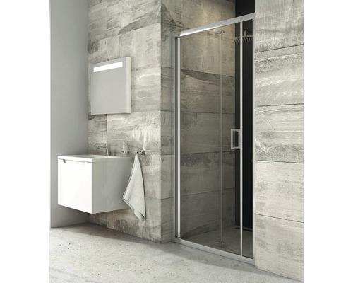 Sprchové dveře RAVAK Blix BLDZ2-70 bright alu+Transparent X01H10C00Z1 Moderní koupelna se sprchovým koutem, umyvadlem a zrcadlem