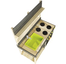 Dřevěná dětská kuchyňka s umyvadlem a varnými deskami