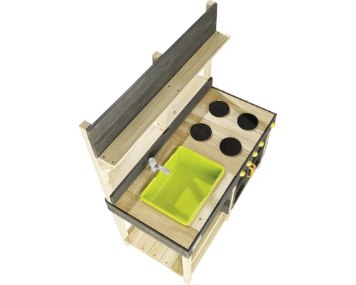 Dřevěná dětská kuchyňka s umyvadlem a varnými deskami