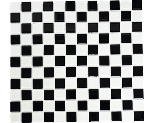 Skleněná mozaika CM 4148 šachovnice 30,5x32,5 cm Mozaiková dlaždice se šachovnicovým vzorem