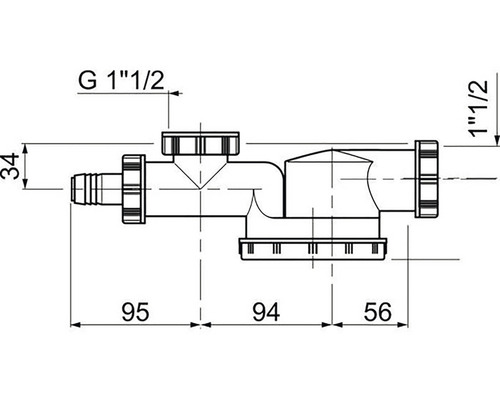Technický výkres sifonu s rozměry