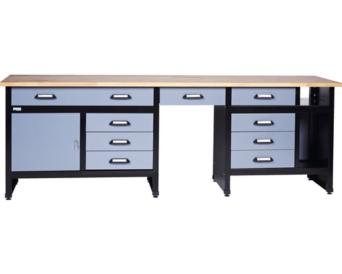 Pracovní stůl Küpper 2400x840x600 mm, 9 zásuvek, 2 odkládací police Pracovní stůl Küpper 2400x840x600 mm, 9 zásuvek, 2 odkládací police