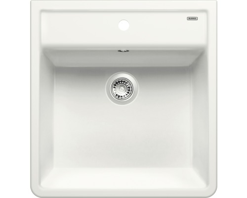 Keramický dřez Blanco PANOR 60 630 x 598 mm křišťálově bílá lesklá 514486 Kamenný dřez s odtokovým filtrem