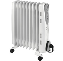 Bílý olejový radiátor s kolečky a ovládacími prvky