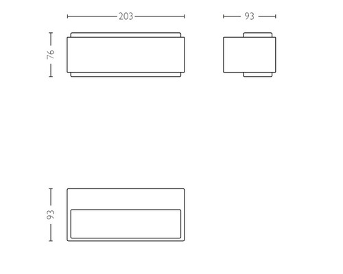 Technický výkres nástěnné lampy s rozměry
