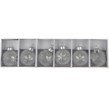 Šest vánočních koulí se vzorem sněhové vločky v balení