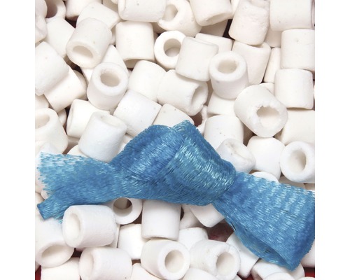 Keramické kroužky do akvarijního filtru s modrou síťkou