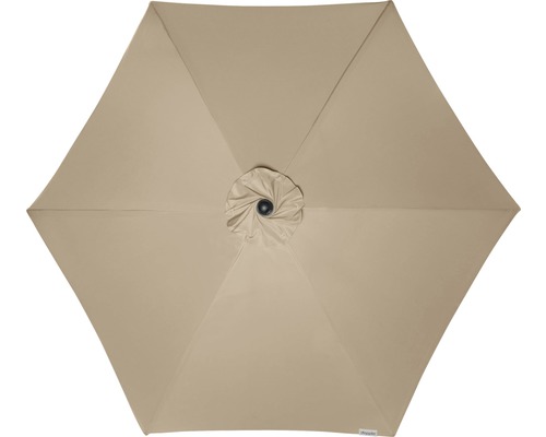 Pohled na otevřený látkový potah slunečníku