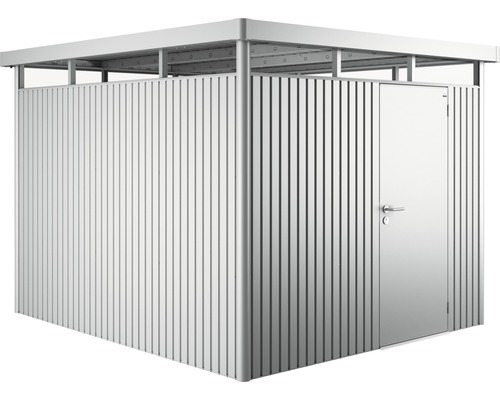 Plechový zahradní domek Biohort HighLine H5 jednokřídlé dveře 254 x 294 cm stříbrný metalický