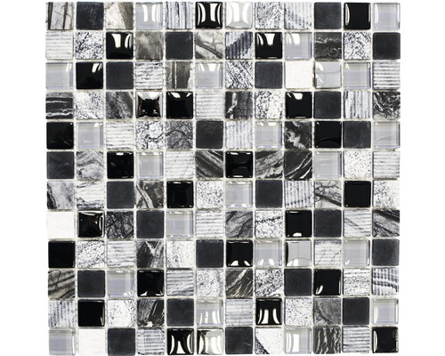 Skleněná mozaika s přírodním kamenem XCM HQ24 MIX VÍCEBAREVNÁ 30x30 cm