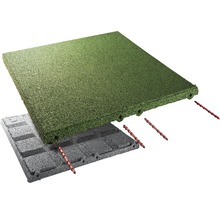 Zelené a šedé gumové terasové dlaždice se spojovacími kusy