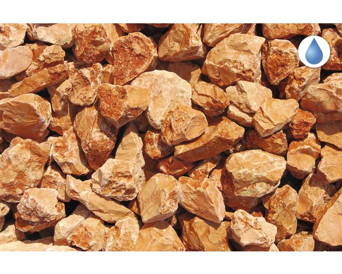 Dekorační štěrk jako sypký materiál se symbolem pro vodopropustnost