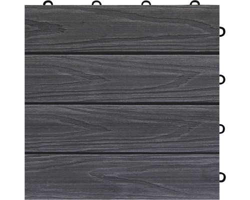 Šedá terasová dlaždice s vzhledem dřeva a zacvakávacím systémem
