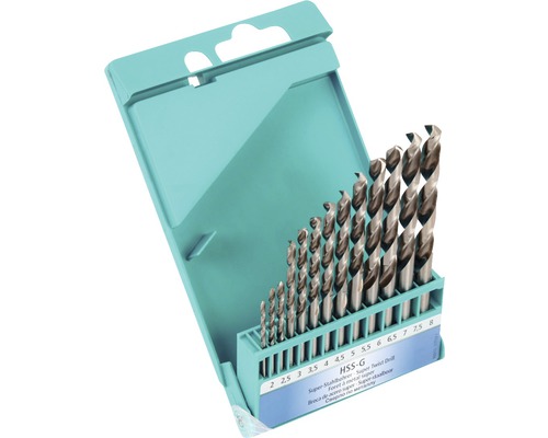 Sada vrtáků do oceli HSS G různých velikostí v plastovém kufříku
