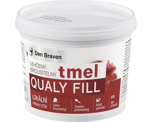 Sádrový tmel DEN BRAVEN Qualy Fill lehčený 500 ml Tmel Den Braven Qualy Fill v kbelíku