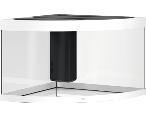 Bílé rohové akvárium s filtračním systémem